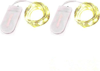 YJFWAL 2 Pack Fairy String Lights(Built in Batteries) Battery Operated Fairy Lights Starry String Lights on 10ft3m Silvery Copper Wire for Christmas Wedding Party Halloween Easter Decor (Warm White)