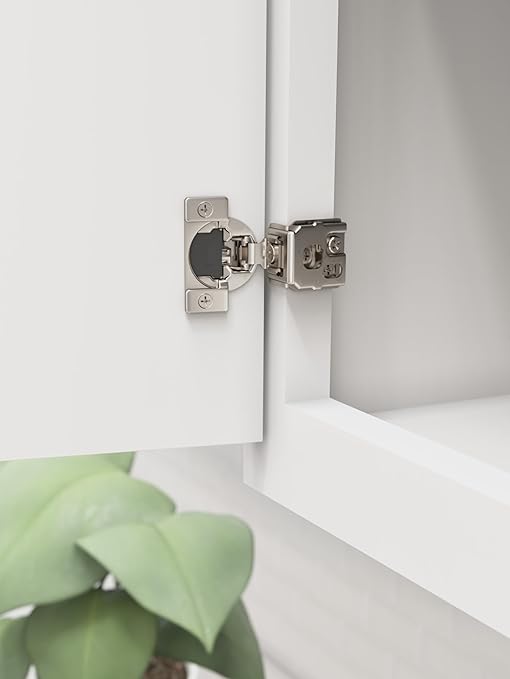 Amerock 2 Pack 1-14 inch Overlay Soft-Closing Compact Concealed Hinge for Face Frame Cabinet, 105-degree Opening Angle with 3-Way adjustability