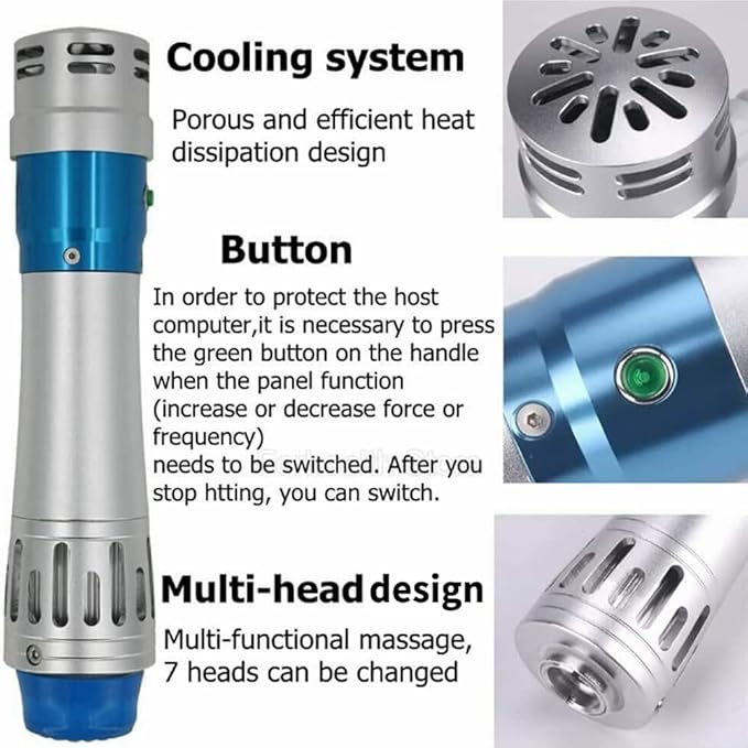 Shockwave Therapy Machine, Effective Electromagnetic Extracorporeal E-D Shock Wave Therapy Machine Pain Relief Body Massager Muscle Relax Massage Gun with 7 Massage Heads