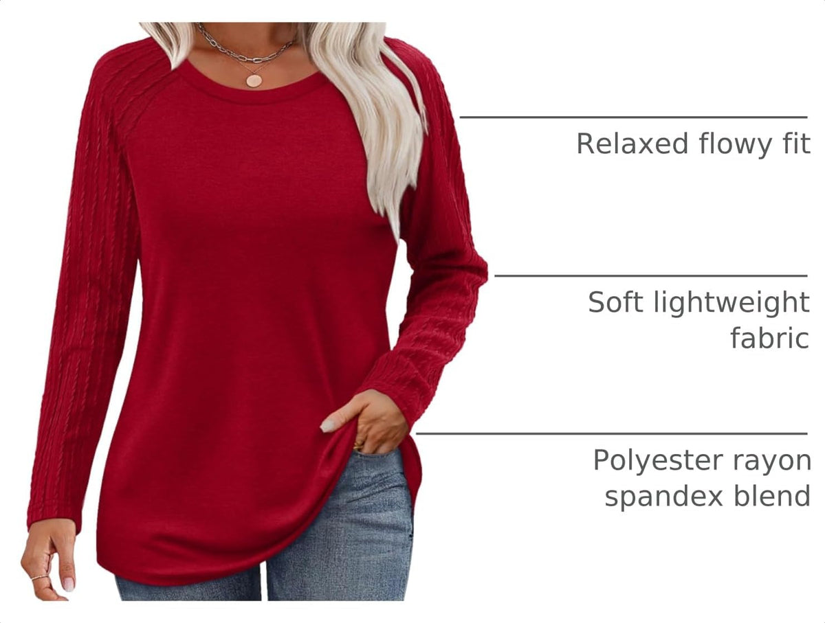 OFEEFAN Long Sleeve Shirts for Womens Fall Fashion 2026 Crewneck Oversized Sweatshirt Tunic Tops to Wear with Leggings