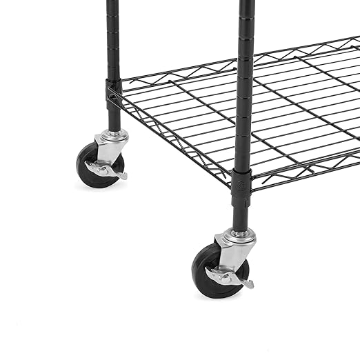 Wheels for Shelves Heavy Duty, 3 inch Casters for Wire Shelving, Stems 1/4" - 20 x 1 Thread Shelf Caster Wheels, 1/4-20 Casters Set of 4, Stem Caster Wheels