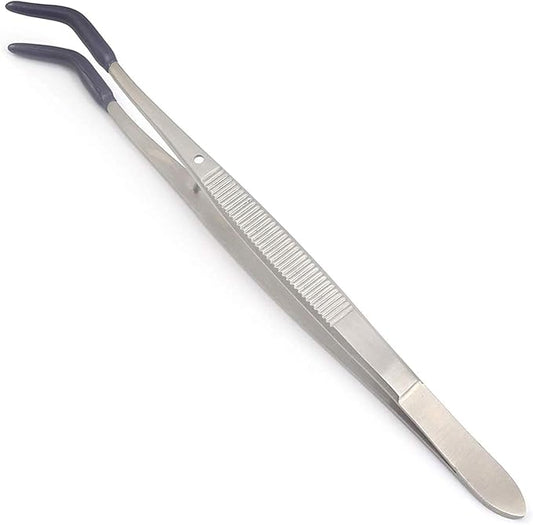G.S PVC COATED TWEEZERS BENT TIP TWEEZER WITH RUBBER TIPS JEWELRY HOBBY CRAFTS TOOLS (E1)