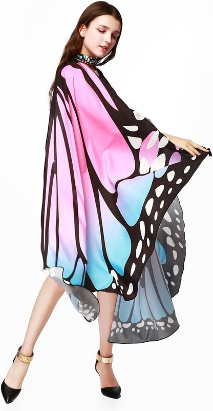 LERFEY Butterfly Wings for Women Fairy Ladies Cape Halloween Dress Up Costume Accessory Party Cape Nymph Pixie Cloak.