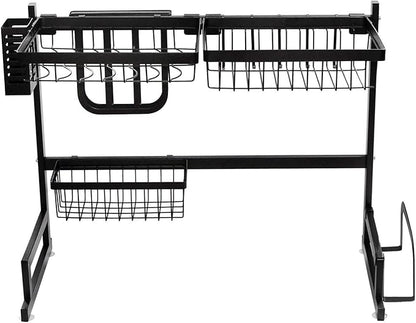 RV Kitchen Sink Rack Motorhome Over The Sink Dish Rack for 25 inch and Less Bowl Counter Space Dish Drying Rack for 27 inch and Up Cabinet Opening 26W x 21H x 13D Black Stainless Steel