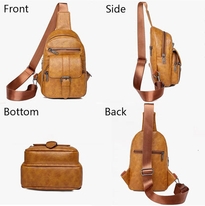 Women Chest Bag Sling Bag Multiple pockets Crossbody Bags Casual Daypacks Purse-Black
