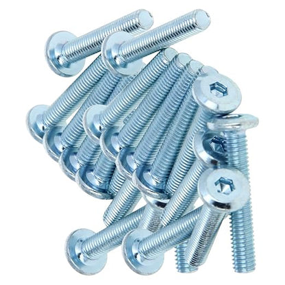 Yinpecly 20PCS M6x35mm Hex Socket Flat Head Screws Furniture Bolts Fastener Countersunk Connector Screws, Full Thread, Carbon Steel, Blue White Tone