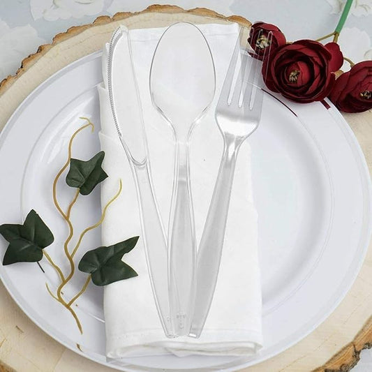 Kaya Clear Disposable Plastic Knives - 7.5" (Pack of 100) - BPA-Free, Recyclable, & Durable Catering Solution - Perfect for Parties, Catering & Everyday Use
