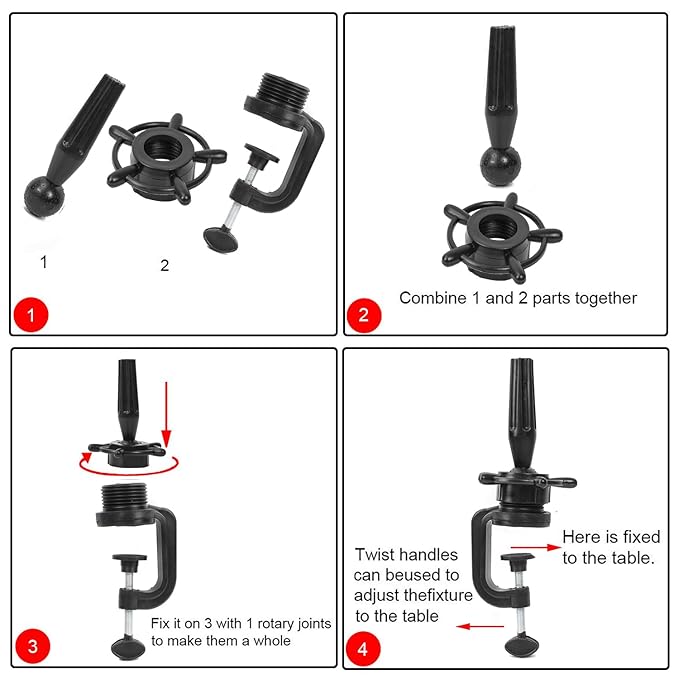Wig Mannequin Head Stand Head Stand Cosmetology Manikin Training Head Stand Holding Holder Clamp Stands C-Clamp Holder Practice Hand Stand Adjustable Rotary Desk Table Clamp Holder Black (1 PCS)