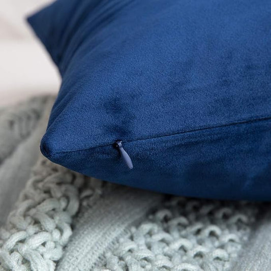 MIULEE Velvet Soft Soild Decorative Square Throw Pillow Cover Cushion Case for Home Sofa Bedroom Car 12 x 20 Inch 30 x 50 Cm, Dark Blue