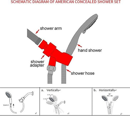 Adjustable 3 Modes Shower Nozzle High Pressure Pressurized Spray SPA Bathroom Shower Nozzle Sprayer Bracket Hose Bracket Set Shower Head