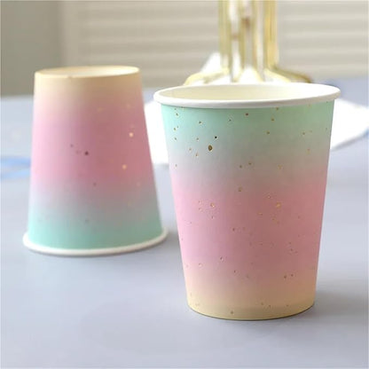 Rainbow Paper Plate Party Party Decoration Dining Plate Cake Plate Circular Plate Cutlery Set(9-Inch Plates 20pcs)