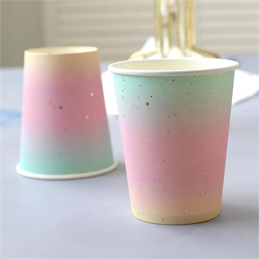 Rainbow Paper Plate Party Party Decoration Dining Plate Cake Plate Circular Plate Cutlery Set(9-Inch Plates 20pcs)