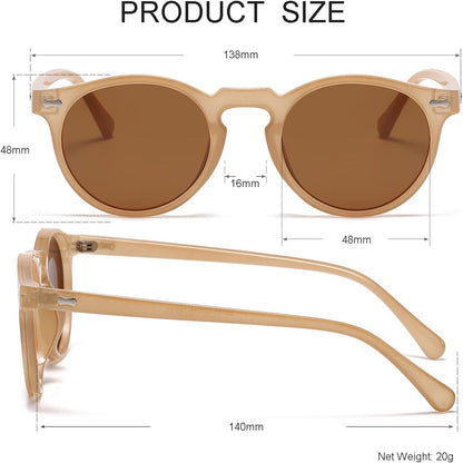 Nidovix Vintage Round Polarized Sunglasses, UV400