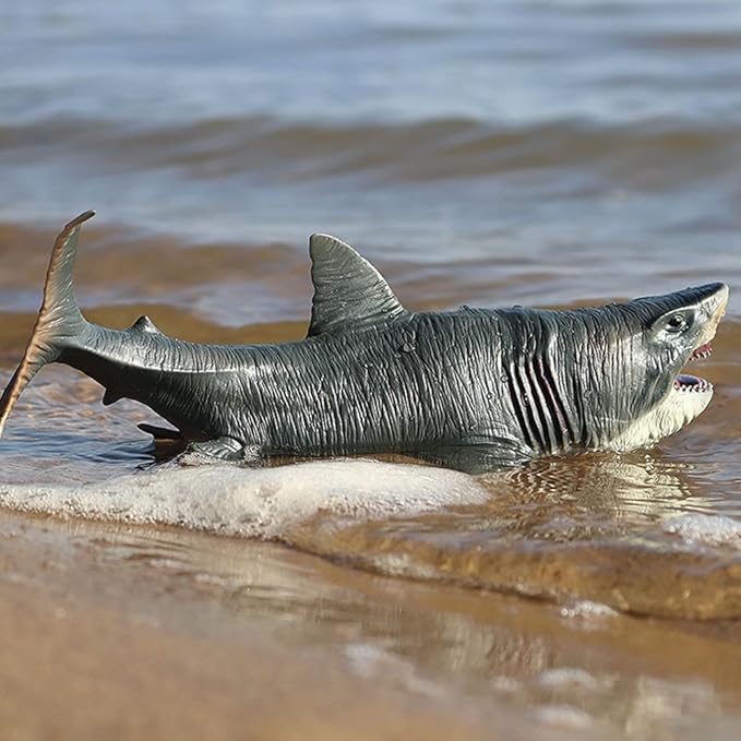 EOIVSH Large Megalodon Shark Toy, Plastic Ocean Animal Figurine, Realistic Sea Monster Toy Figure for Collection Gift, Bath Toy, Cake Topper