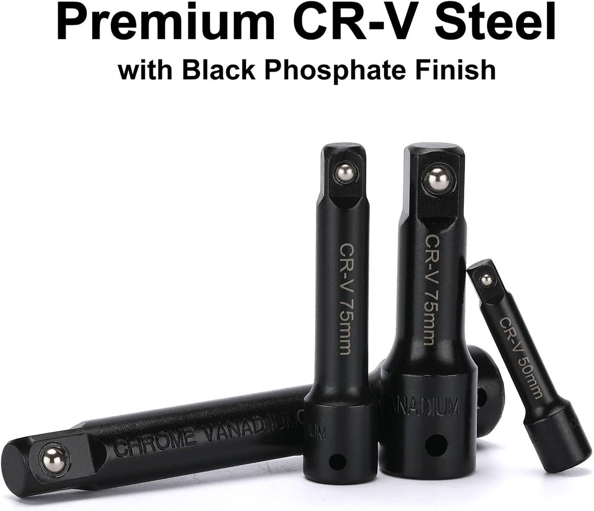 1/4",3/8",1/2" Drive Extension Bar Set, CR-V, 9 Pieces Socket Extension Bars for Narrow and Deep Areas