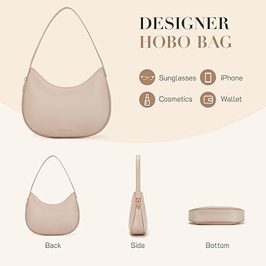 Missnine Shoulder Bag for Women Small Purse with Expansion Zipper Crescent Clutch Purse Vegan Leather Hobo Bag Trendy Handbag