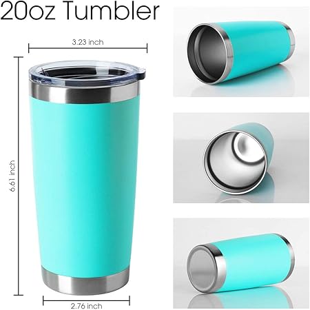HASLE OUTFITTERS 20oz Tumblers Bulk Stainless Steel Cup with Lid Double Wall Vacuum Insulated Coffee Mug for Cold  Hot Drinks 1 Pack, Light Blue