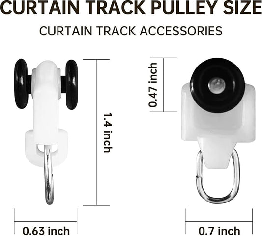 Ceiling Curtain Track Pulleys, 20PCS, Curtain Track Ceiling Mount, Room Divider Curtain Rod or Wall with Rolling Hooks, Ceiling Shower Curtain Tracks Perfect for Privacy in Open Rooms