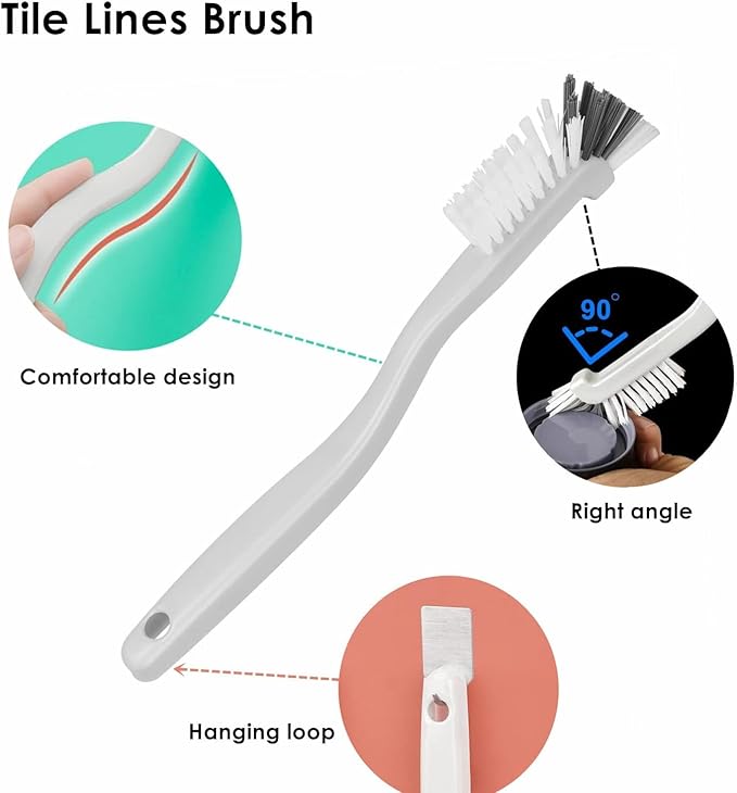 Kitchen Scrub Brush, Right Angle Cleaning Brush for Sink Household Dish Pot Pan Edge Corners, Stiff Brushes for Small Spaces Grout Tile Lines Deep Cleaning with Stiff Bristles