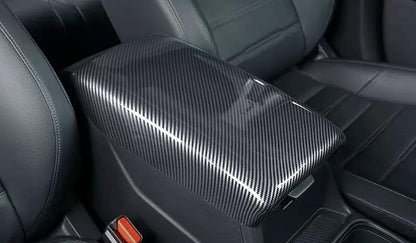 Compatible with Honda CR-V 2023 2024 Car Inteiror Accessories Center Trim Carbon Fiber Plastic Sticker Decals (Armrest Frame Cover-Carbon Black)