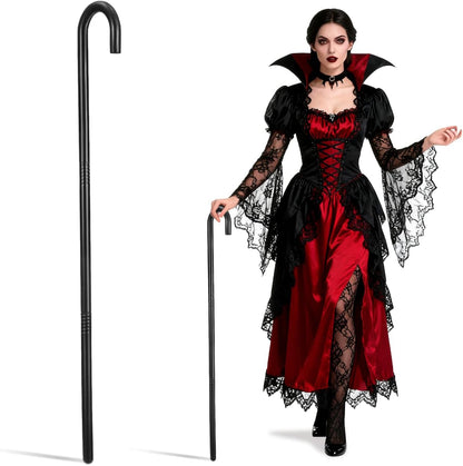 VICASKY Staff Wizard Cane Black Little Shepherd Costume Fake Prop Crook Hook Set Child's Walking Props Party Crutch Beaupretty Plastic Stick for Halloween Cosplay