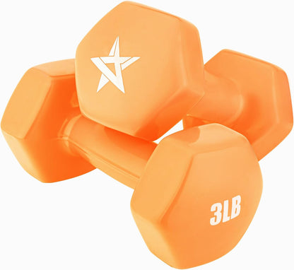 Yes4All Vinyl Hexagon Dumbbell - Dumbbells Set of 2 Hand Weights for Home Gym & Strength Training (2-15 lbs Weight Options)