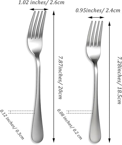 4 Pcs Stainless Steel Dinner Forks 2 Size Appetizer Fork Silver Heavy Duty Food-Grade Stainless Steel Silverware Fork Dishwasher Safe Forks Silverware For Home Kitchen Restaurant