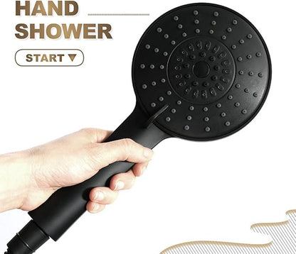 Handheld Shower Head 3 Spray Modes Adjustable Water Saving Shower Head Replacements Self-Cleaning Hand Shower with Easy-Cleaning Abs Plastic Nozzles,Black