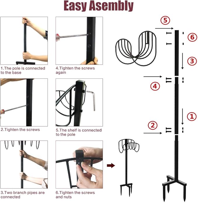 Freestanding Garden Hose Holder Hanger, Heavy Duty Metal Water Hose Storage Stand Rack