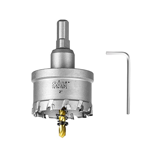 SALI 2" (51mm) TCT Hole Saw Kit Tungsten Carbide Tipped Hole Saw Drill Bit with Titanium-Plated Pilot Drill bit for Metal, Stainless Steel, Iron, Plastic