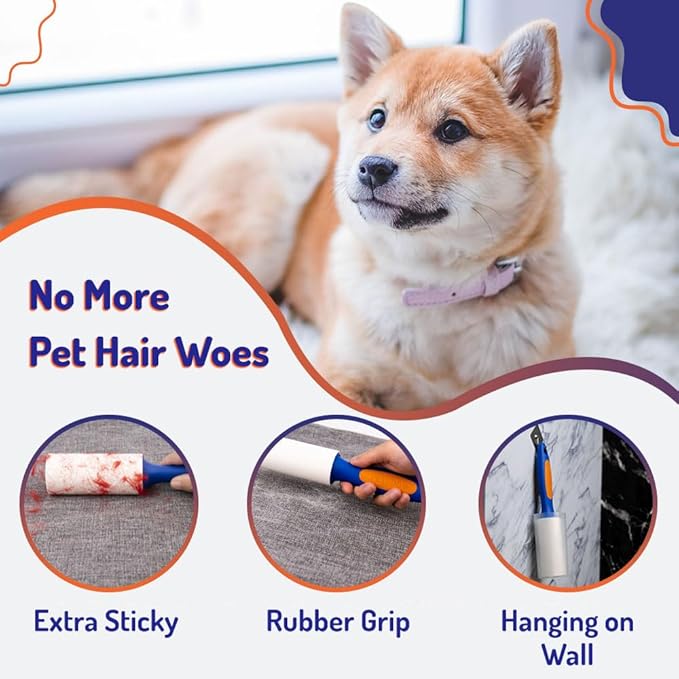Lint Rollers for Pet Hair Extra Sticky - Includes 420 Sheets6 Lint Roller Refills with 2 Durable Handles  1 Cover - Pet Hair Roller for Clothes - Lint Remover for Clothes, Furniture, Carpet etc