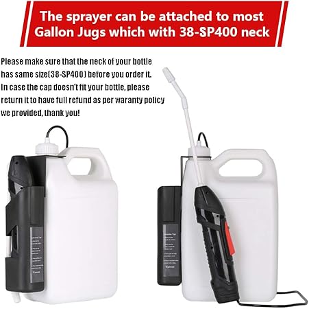 Battery Operated Versatile and Multi-Purpose Foldable Power Sprayer with Holster Easily attaching to Most Available Gallon Jugs Having 38-SP400 Neck for Gardening,Cleaning and Disinfecting
