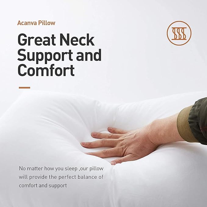 Acanva Bed Pillows 1 Pack Hotel Collection Luxury Soft Inserts for Sleeping-Breathable and Comfortable for Stomach Back Sleepers, Queen (Pack of 1), White - 1 Count