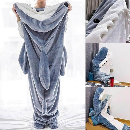 Shark Blanket Hoodie Onesie for Adult  Kid, Wearable Shark Sleeping Bag, Soft Cozy Onesie Costume
