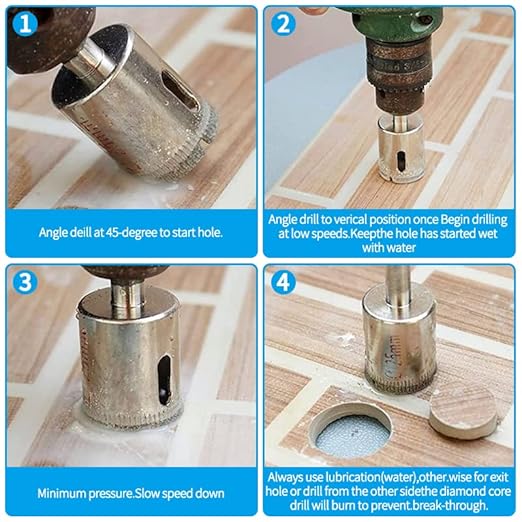 Diamond Drill Bits - 2-3/8" / 60mm Glass & Tile Hole Saw, Suitable for Ceramic, Glass, Tile & Marble