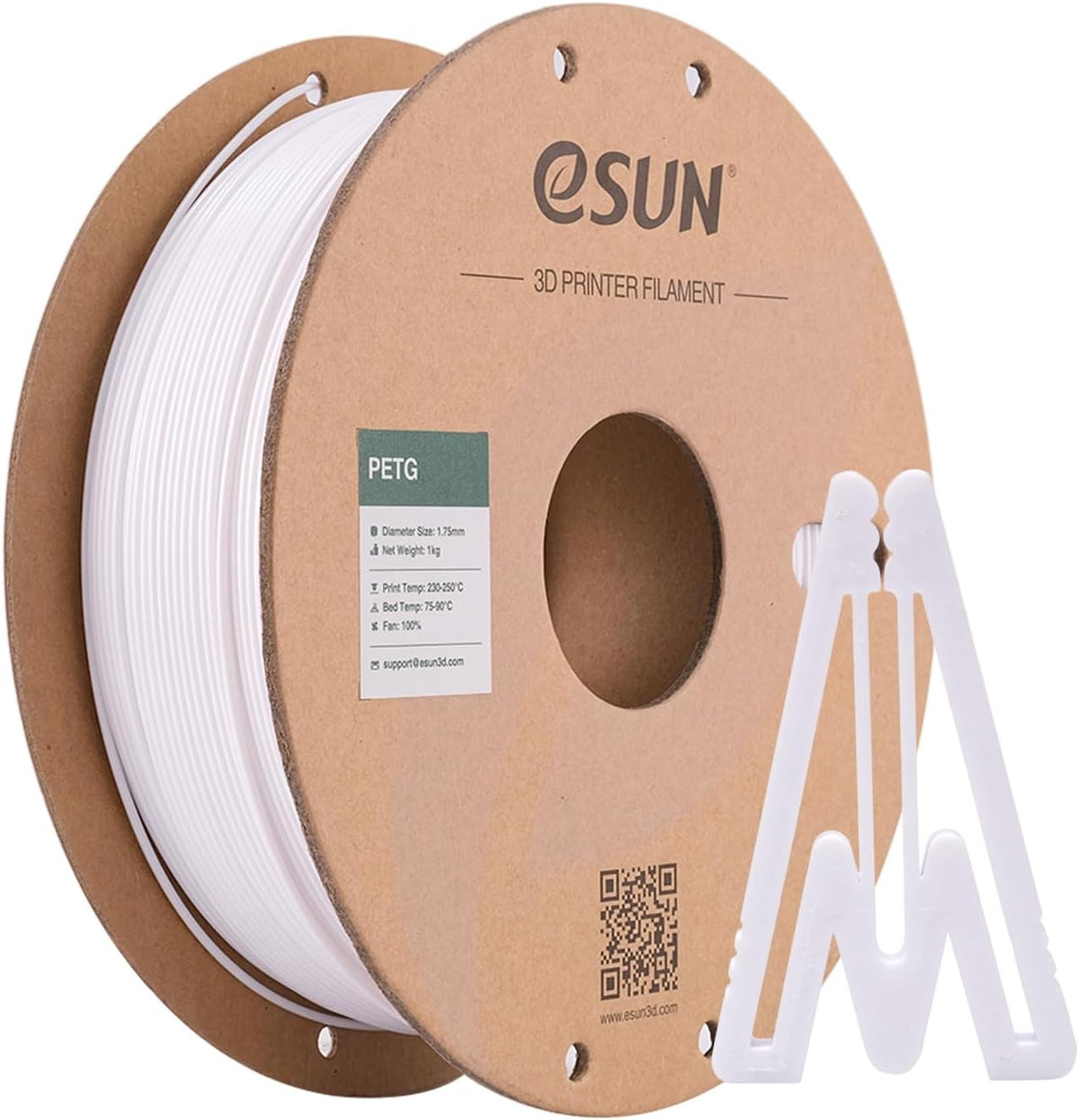 PETG Filament 1.75mm, 3D Printer Filament PETG, Dimensional Accuracy +/- 0.05mm, 1KG Spool (2.2 LBS) 3D Printing Filament for 3D Printers, Solid White