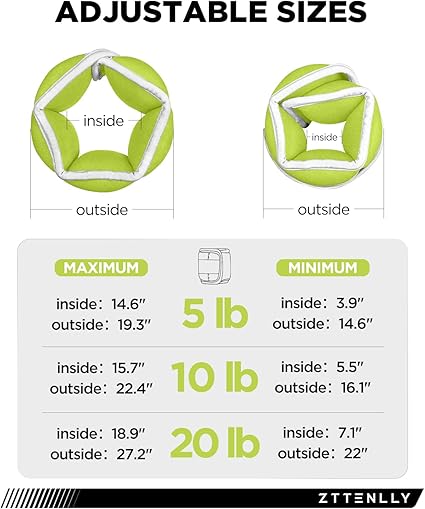 Adjustable Ankle Weights for Women Men and Kids | 1 Pair 5 10 15 18 20 Lbs Leg Wrist Ankle Weight Straps for Yoga, Walking, Running, Aerobics, Gym, Dance, Pilates, Cardio