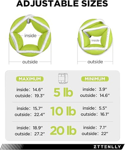 Adjustable Ankle Weights for Women Men and Kids | 1 Pair 5 10 15 18 20 Lbs Leg Wrist Ankle Weight Straps for Yoga, Walking, Running, Aerobics, Gym, Dance, Pilates, Cardio