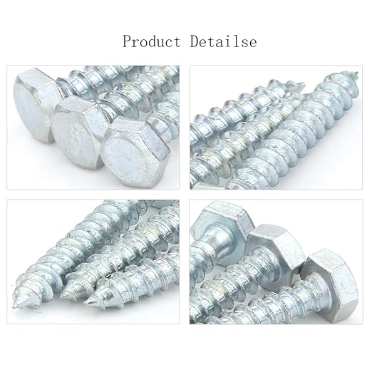 10 Pcs Iron Galvanized Outside Hexagon Self-Tapping Screws, for Machine Accessories or Fasteners Etc.M10x50mm