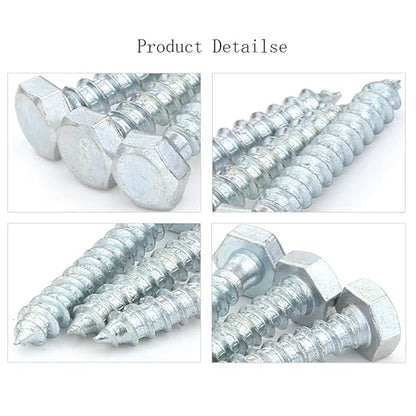 10 Pcs Iron Galvanized Outside Hexagon Self-Tapping Screws, for Machine Accessories or Fasteners Etc.M10x50mm