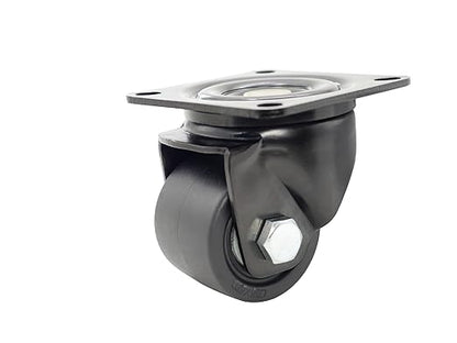 Casoter Single 2.5" Black Extra Heavy Duty Swivel Caster,50mm Extra Width Hi-Temp Nylon Wheel Low Gravity Center Design Top Plate Mounted Caster,Smooth Sturdy 1100Lbs500kg Load Capacity
