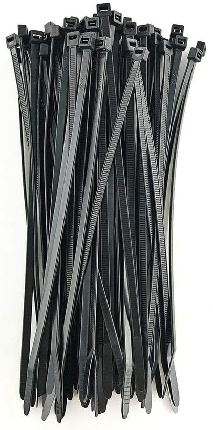 HS 14 Inch Plastic Wire Zip Ties UV Resistant for Fencing Camping Outdoor Purpose 100pcs,50 LBS Strength Heavy Duty Long Cable Tie Wraps 14" Black