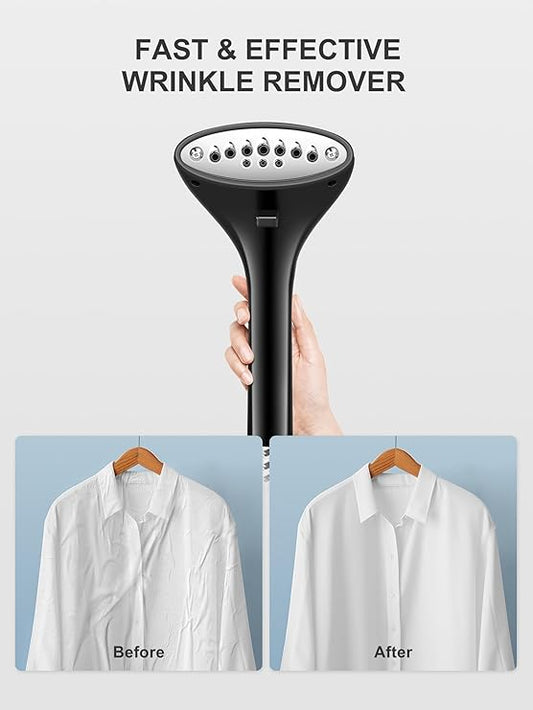 Professional Steamer for Clothes, Reemix Standing Steamer with Garment Hanger, Heats in 30 Seconds, Large Detachable Water Tank for 1 Hour Continuous Steaming, Includes Fabric Brush, Easy-roll Wheels