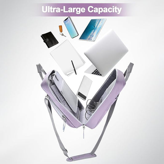 4 Inch 3 Ring Zipper Binder D-Ring, Binder with Strap 800 Sheet Capacity  Multi-Pockets School and Office Binder Organizer, Compatible with 13-Inch MacBook(Patent Design Purple)