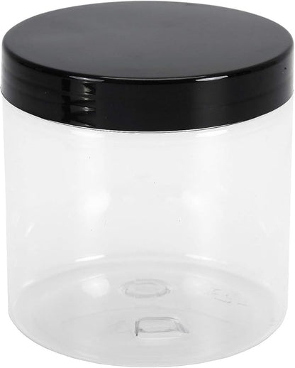 Lawei 12 Pack Plastic Jars with Lids, 16 Oz Clear Storage Jars with Black Screw Lids, Refillable Round PET Plastic Containers Wide Jar for Dry Food, Spice, Nuts, Candies, Honey Jam