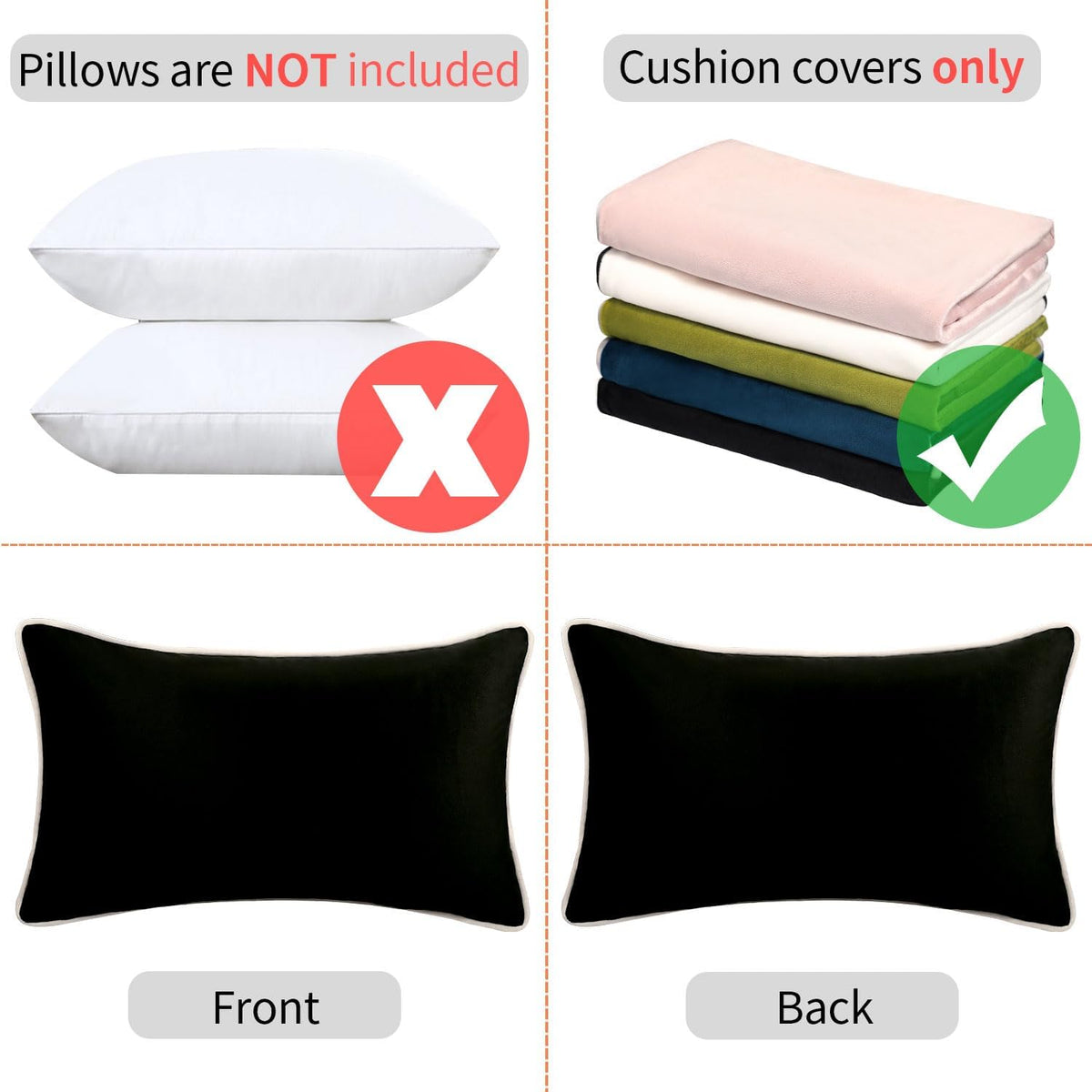 Black and White Pillow Cover Velvet Pillow Covers Set of 2 Modern Pillowcases Comfortable Soft Lumbar Pillow Cover with Elegant Design Fall Pillow Covers Cushion Case for Couch Bedroom Living Room