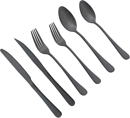 Satin Finish Black Dinner Fork Set 4-Piece, 8.26 Inch Stainless Steel Silverware Flatware Cutlery Salad Fork, Table Fork Of 4, Use For Home, Kitchen, Or Restaurant, Dishwasher Safe