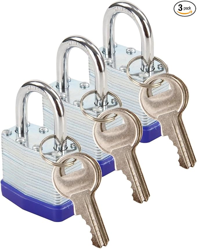 SEPOX¬Æ Trinity Keyed-Alike Padlocks Outdoor, Reinforced Laminated Steel Body Heavy-Duty 1-9/16" 40MM, Uncuttable Standard Shackle, 3-Pcs-Pack, 6-Pcs Same Keys, for Gym Locker,Toolbox, Shed, Storage