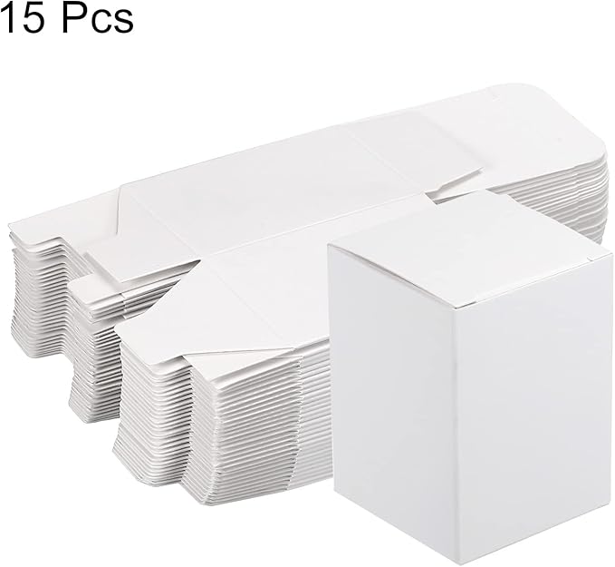 PATIKIL Paper Cardboard Boxes Paper Recycled Gift Corrugated Paper Box White 2 Inch x 2 Inch x 2.8 Inch for Party, Wedding, Gift Wrap Pack of 15