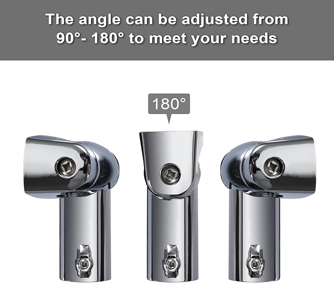 Kokone Shower Curtain Rod Bracket Set of 2 Adjustable 180° Rotation Bracket for Curved Shower Curtains Rod Sturdy Zinc Alloy Wall Mounted Shower Curtain Rod Holder for Bathroom,Wardrobe,Kitchen,Silver